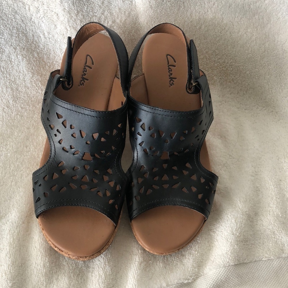 Clarks cork slingback wedge sandal